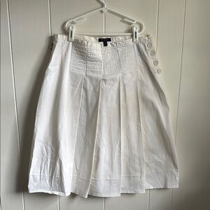 Burberry White Knee-Length A-Line Pleated Skirt